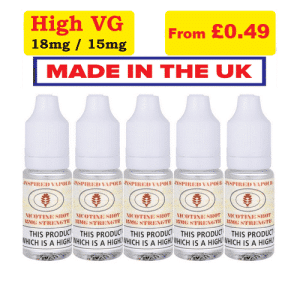 Inspired Vapour Nic Shots 18mg - High VG Nicotine Booster- UK Made