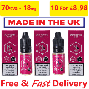 Cheapest Nic Salts Shot - NS Nicotine Salt Shots - 70%VG - 18mg UK Made