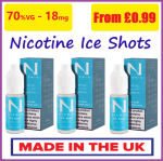 Nic Nic Ice Shot 18mg - Ice cool Nicotine shot 70VG - UK Made