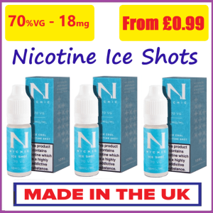 Nic Nic Ice Shot 18mg - Ice cool Nicotine shot 70VG - UK Made